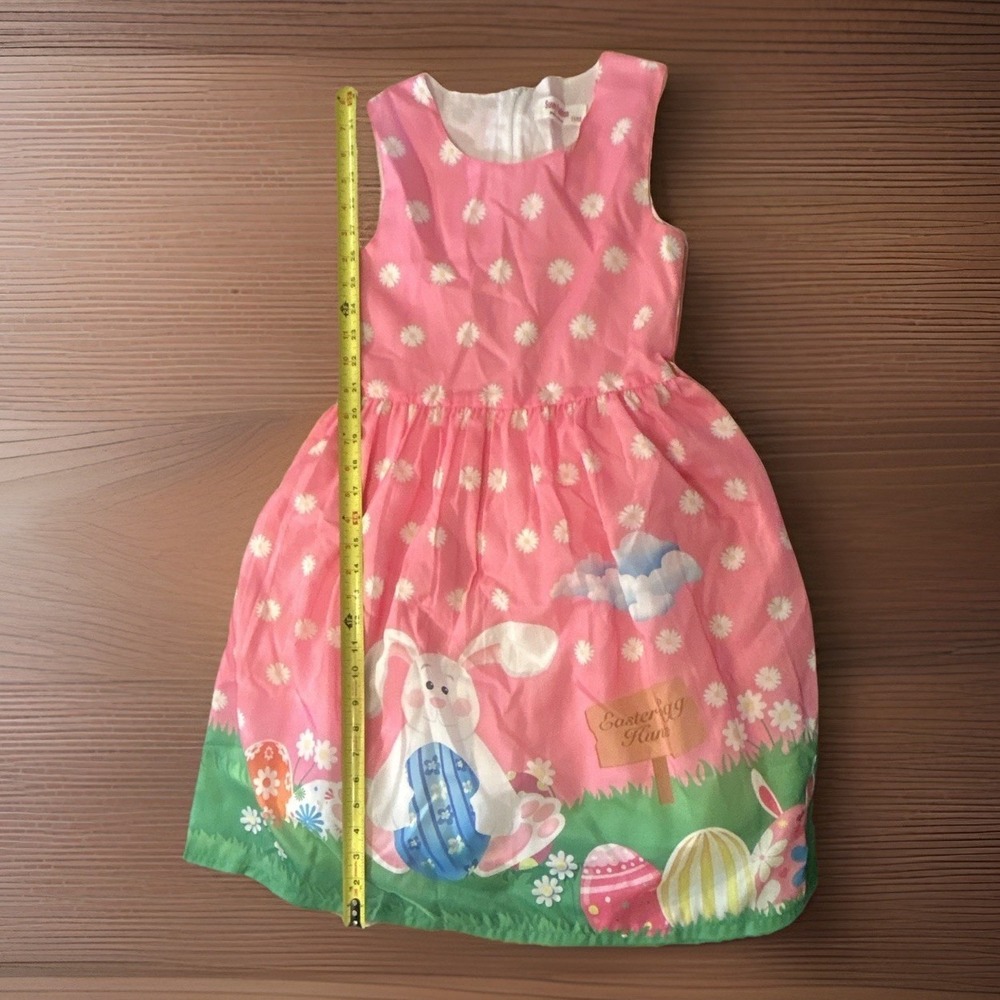 Sunny Fashion Girls Easter Dress M Pink Daisy Bunny Egg Hunt No Belt Worn Once - Picture 1 of 8
